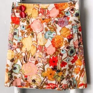 Vintage 1970's Womens Floral Corduroy Miniskirt